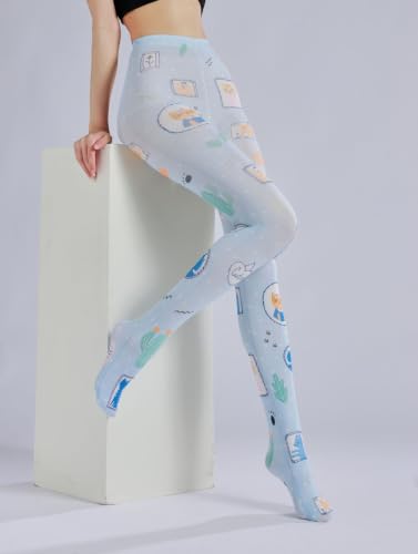 Image of Sahabowi Women's Sheer Tights, Digital Print Designs Stockings