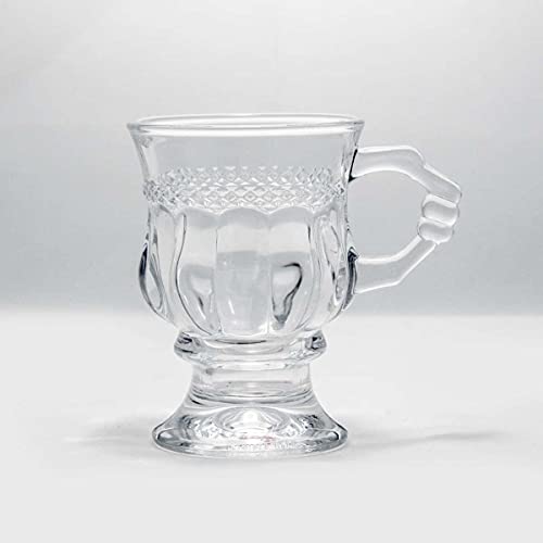 Image of MULTI ZONE 250 ML Crystal Clear Toughened Glass Tea Cup with Convenient Solid Handle Cups, Espresso Mug Set for Tea, Coffee, Hot /Cold Drinks (Round Tea Cup 250 ML, 6)