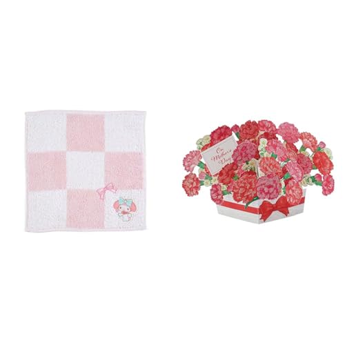 【母の日セット品】サンリオ(SANRIO) サンリオ プチタオル マイメロディ マイメロちゃん my melody 20×20×0.3cm プチタオル キャラクター 260291 SANRIO +サンリオ メッセージカード 立体 横長花かご