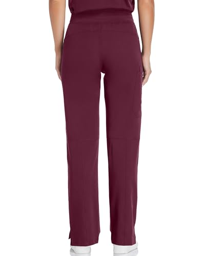 Image of COMENII Scrubs for Women, Knit Yoga Waistband Straight Leg Cargo Pants, Classic Fit Womens Scrubs Pants-T-Burgundy XXL