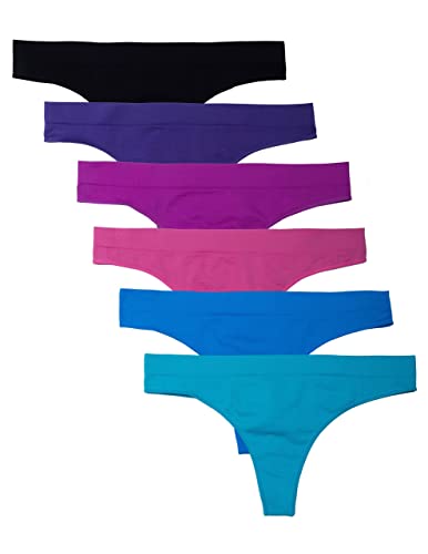 Kalon 6 Pack Women's Nylon Spandex Thong Underwear
