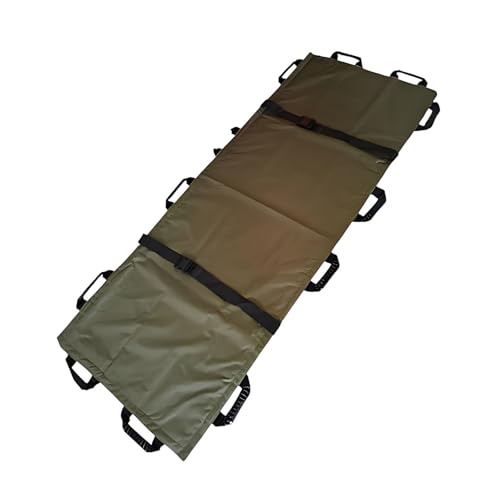 ポータブル担架、折りたたみ式ソフト担架 12 ハンドル緊急救助折りたたみ病院スポーツ会場救急車ハンドバッグ付き ミリタリーグリーン 180cm*70cm