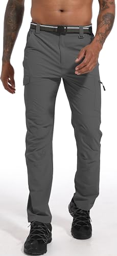 Wenronsta Men'S Hiking Work Cargo Pants Quick-Dry Lightweight Waterproof 6 Pockets Outdoor Mountain Fishing Camping Pants Dark Grey L thumb #7