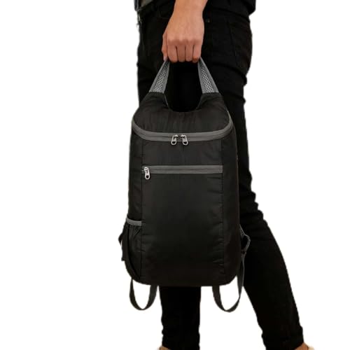 Mochila leve dobrável para viagem, mochila casual de grande capacidade para viagens, caminhadas, aventuras ao ar livre e uso diário (preto-2)