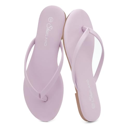 Image of Shoe Land Thong Flip Flops for Women, Memory Foam Flat Sandals, Lightweight Summer Slides, Non Slip Comfort Sandals for Beach, Travel and Everyday Wear