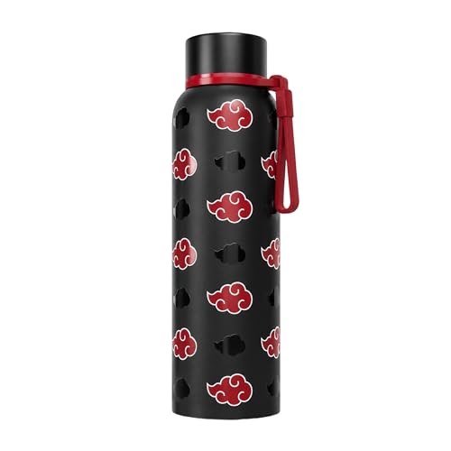 Image of Water Bottle 700ml Stainless Steel | Hot & Cold Flask | ISI Certified Steel Bottle | Three Layer Insulation | Leakproof for Home, Office | 1-Year Warranty | Naruto | Black - Akatsuki Cloud