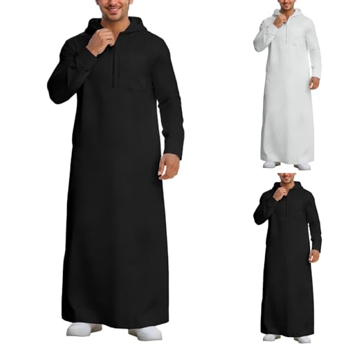 Bata musulmana para hombre musulmana caftán abaya hombres manga larga oriente medio albornoces árabes sauditas algodón lino vestidos étnicos túnica ropa árabe ropa de oración para hombres