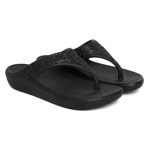 Image of GOLDSTAR SASHA-02 Black Comfortable EVA Waterproof Slippers Flip Flops Chappals Cushioned Sliders Daily Use Slipper Slip-On Slipper /Sliders For Women