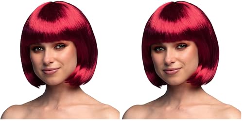 Perruque cabaret Boland mi-longue coupe bob avec franges pour déguisement de fête (Lot de 2)