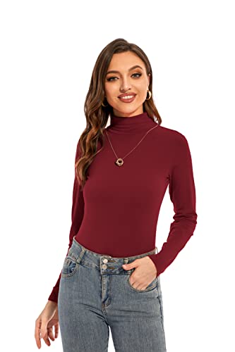 Image of Womens Long Sleeve Turtleneck T-Shirts Casual Lightweight Slim Fit Cozy Base Layer Top
