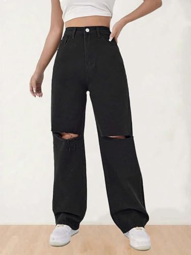 Image of KOTTY Women's High-Waist Button Relexed Fit Casual & Stylish Denim Jeans