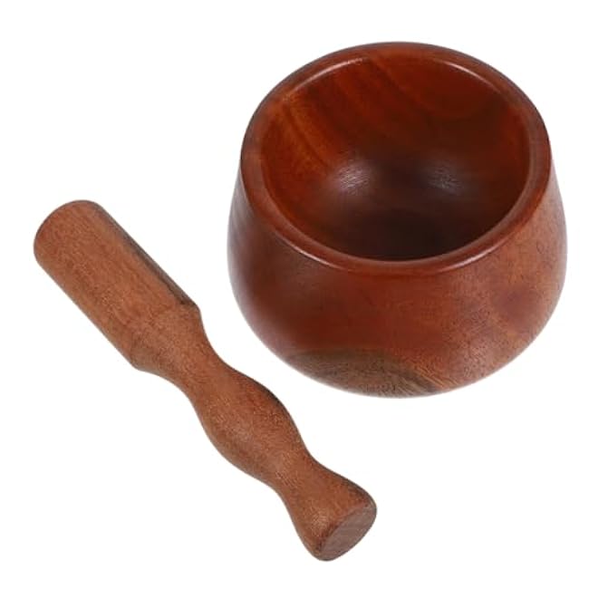 PRETYZOOM Wooden Garlic Crusher Set with Pestle Manual Garlic Mashing Bowl Kitchen Gadget for Spices and Seasoning for Home Cooking