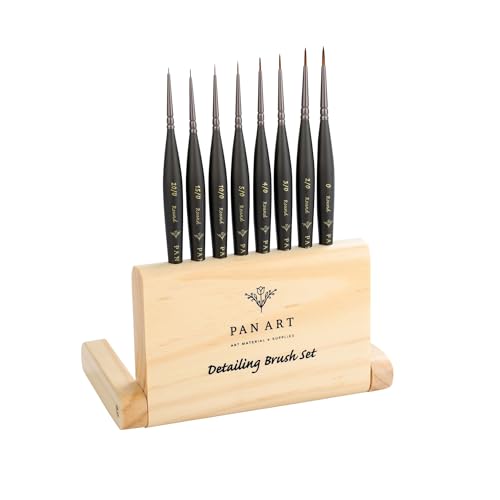 Pan Art Juego de Pinceles Redondos n.º 4-0, Acuarela, Caja de Madera Premium, marrón, Beige, 1 Unidad