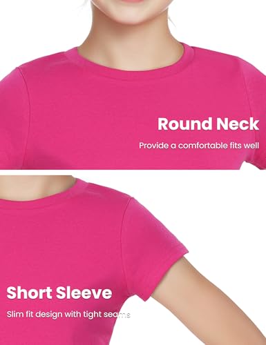 Image of Auranso Girls Crop Tops Kids Short Sleeve T-Shirts Basic Summer Tee Top