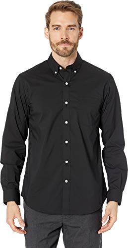 Dockers Men's Classic Fit Long Sleeve Signature Comfort Flex Shirt (Standard and Big & Tall), Black, Large