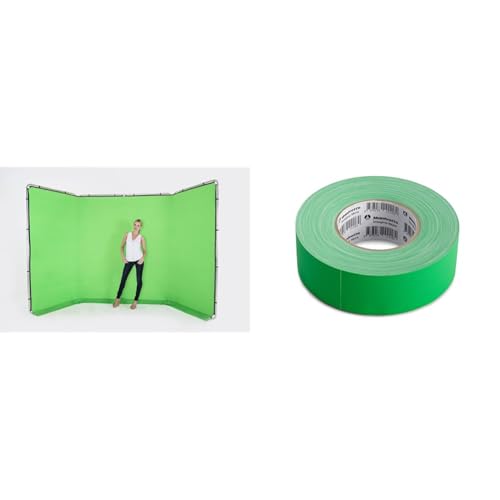 Manfrotto LL LB7622 Panoramic Background (4m) - Chromakey Green & Gaffer Chroma Key Vert de 50 mm x 50 m - Ruban Adhésif Premier Choix - Fixation Résistante