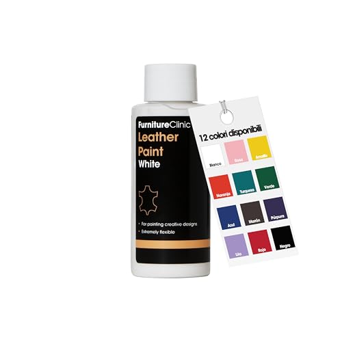 Pintura para muebles de piel de Furniture Clinic - para pintar todos los cueros: calzado, bolsos, ropa, etc. Flexible y duradera (blanco, 125 ml)
