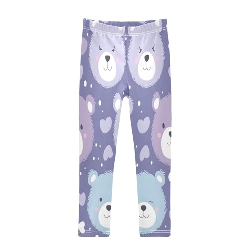 Toddler Girls Leggings Printed Yoga Pants Leggings Cute Cartoon Bear Face for Kids
