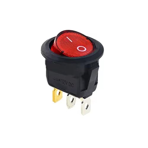 Interruptor basculante redondo de 3 pines 12V KCD1 con luz indicadora para salpicadero de coche 4 uds 1