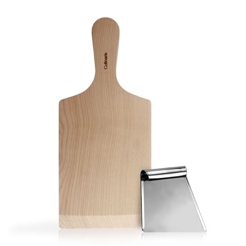 Culinaris - Tabla de spätzle con raspador, tabla de arce con rascador de metal y libro de recetas