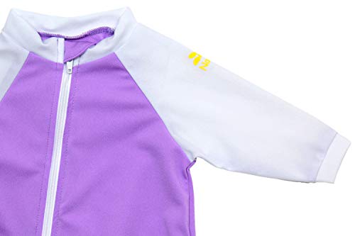 Nozone Tahiti Full Zip Sun Protective Baby Girl Swimsuit in Lavender/White, 6-12 Months - Thumbnail 2