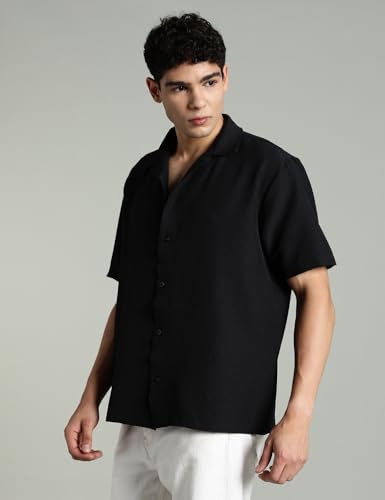 Image of FYLTR Men's Solid Casual Textured Shirt - Half Sleeves | Shirts for Men | Summer Shirt | Regular Fit