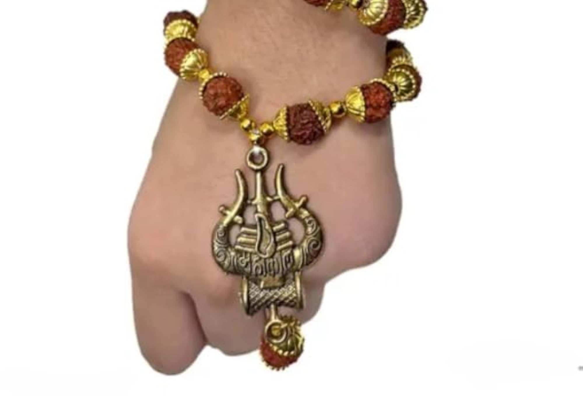 RudraGallery Pure Rudraksha Mala with Trishul Pendant