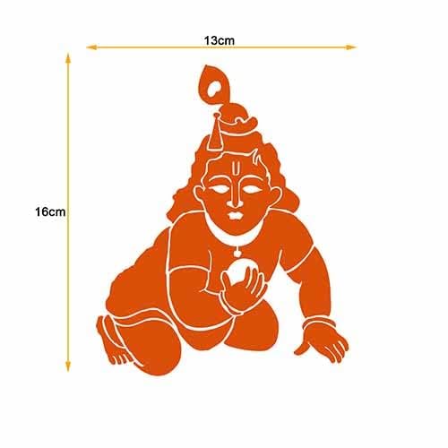 Image of Lord Krishna Vinyl Sticker for Car Bike and Water Proof (Size L-13cm x H-16cm) (Orange)