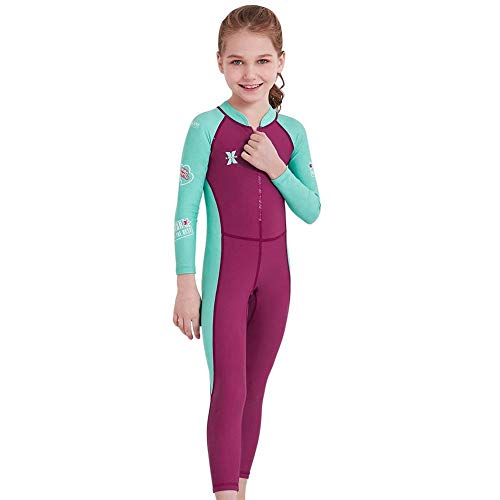 Kids Girls Wetsuit Long Sleeve One Piece UPF 50 UV Protection Thermal Swimsuit Rash Guard Full Suit for Diving Surfing2