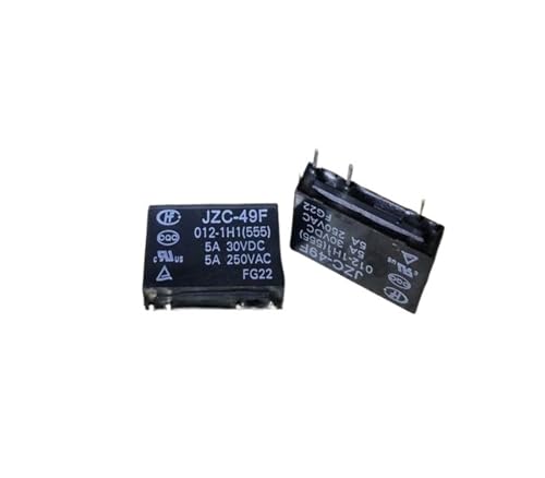 Relé JZC-49F 012-1H1 de 4 pines y 12V para control de circuitos de activación en placas