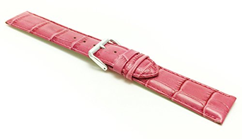 Bandini 14mm Womens Italian Leather Watch Band Strap - Hot Pink - Alligator Pattern, Hot Pink, 14MM