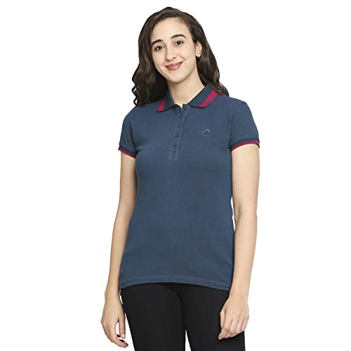 Image of Being Human Pink Semi Fit Polo Collar Short Sleeves Cotton Women's T-Shirt Clothing
