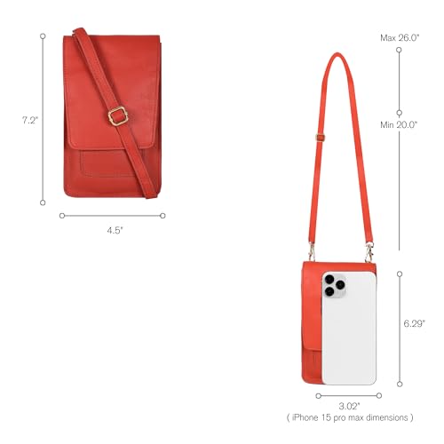 Image of Oak Leathers Small Crossbody Bag For Women - Mini Cell Phone Purse - Crossover Wallet Bag With Adjustable Shoulder Strap