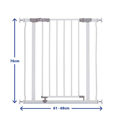 Dreambaby® AVA Slimline - Extra-Schmale Tür- & Treppengitter 61-68cm - Druckinstallation. Geeignet für Türen, Flure und Treppen (Farbe: Weiß)