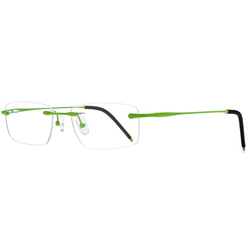 Image of Titanium Glasses Frame,Rimless Optical Eyewear Eyeglasses for Men and Women
