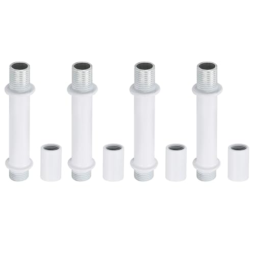 Image of PATIKIL Straight Pipe Lamp Stems Rod Kit, 4Set M10 Carbon Steel 50mm(1.97 inch) Long Double End Thread Rod with Coupling Nuts Sleeve Connector for Table Lamps Chandeliers, White