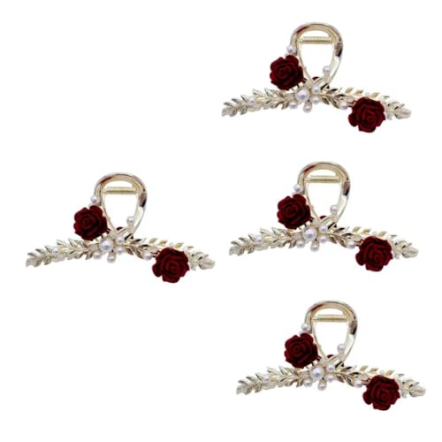 Pince à cheveux fleur perles de rose pour style et maintien élégant