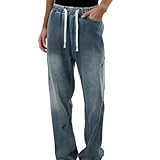 Herren Hosen Jeans - Jeans Für Die Freizeit Stilvolle Schlaghose Für Jeden Anlass Vielseitiges Einfarbiges Design Perfekt Für Frühling Sommer Und Herbst (Blue M)