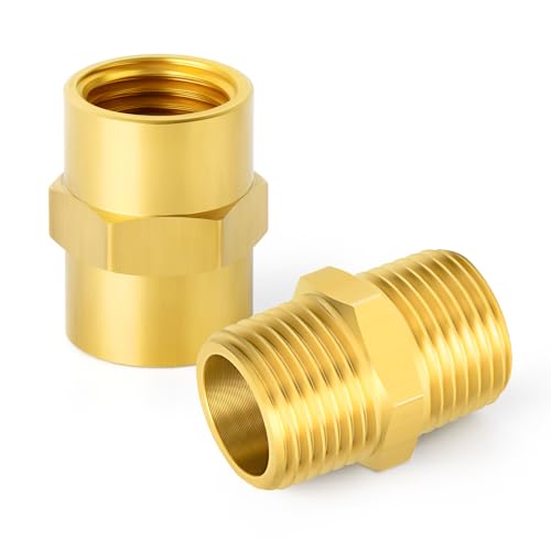 GASHER 24PCS Brass Pipe Fitting, Hex Nipple Brass Hex Coupler, 3/8" x 3/8" NPT Male Thread Pipe, 3/8Inch x 3/8Inch NPT Female Thread Pipe