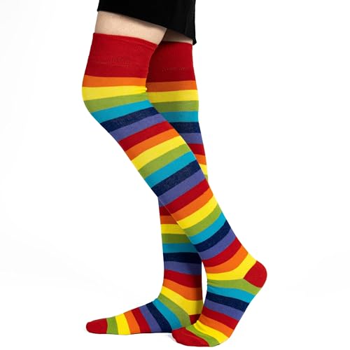 Image of Mysocks Unisex Over the Knee Socks | Stripe Design| Combed Cotton| Hand Linked Toe | Soft Latex Band
