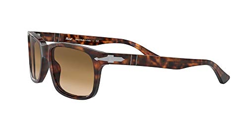 Persol PO3048S Rectangular Sunglasses, Caffe/Clear Gradient Brown, 58 mm