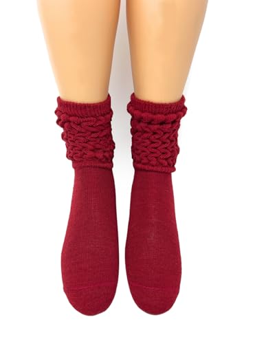 WARRIOR ALPACA SOCKS - Women's Scrunchy Slouch 100% Alpaca Wool Socks (Medium, Pepperberry)3