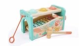 Hape Xylophon & Hammerspiel aus Holz ab 12 Monaten – Limitierte Auflage – Dschungel Design, Montessori Musikspielzeug & Motorikspielzeug für Kleinkinder – Lernspielzeug mit Xylophon und Kugelbahn