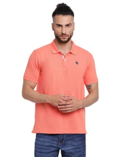 Image of Cantabil Men's Cotton Blend Solid Polo Neck T-Shirt (Regular Fit)
