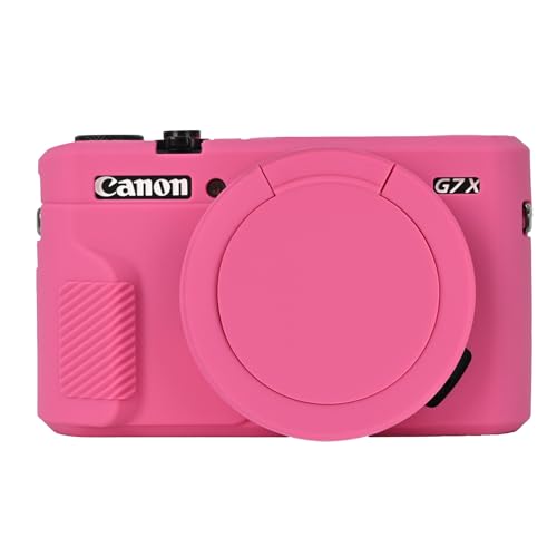 Funda para cámara Canon PowerShot G7X Mark II, G7X2 con tapa de objetivo, ligera y suave, color rosa y rojo, rosa y rojo, Funda G7X2