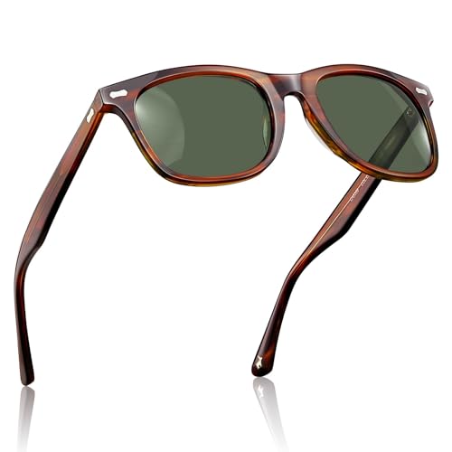 CARFIA Square Polarized Sunglasses for Men UV400 Protection Retro Acetate Italian Hand-crafted Driving Shades