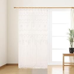 Cortinas De Macramé Liseng Tapiz de macramé para colgar en la pared, hecho a mano, cortinas de ventana, cortina de puerta bohemia para decoración de bodas, divisores de habitaciones, cortinas de ventana de fondo para