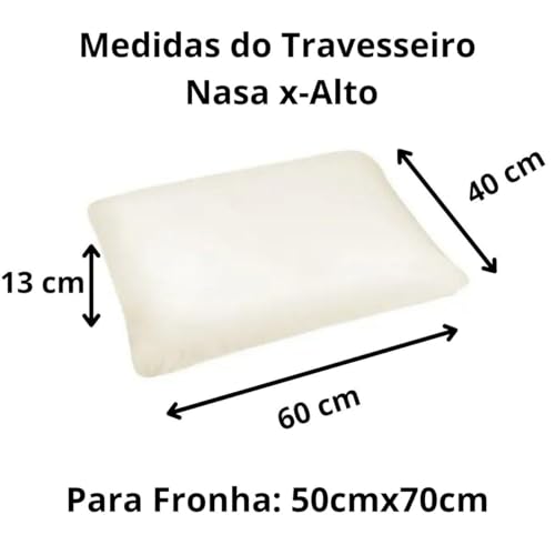 Kit 2 Travesseiros Nasa-X Alto Original Antialérgico Antiácaro Viscoelástico Confortável Duoflex + 2