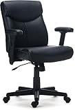 STAPLES Traymore Ergonomic Manager & Executive Office Chair, Task Desk Swivel with Wheels, Adjustable Height, Luxura Faux Leather, Black