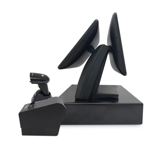 All-in-One SmartPOS-129 Professional Cash Register for Small Business, POS Bundle Includes: Cashier Touch Screen Monitor, Customer-Facing Display, Cash Drawer, Scanner, Printer